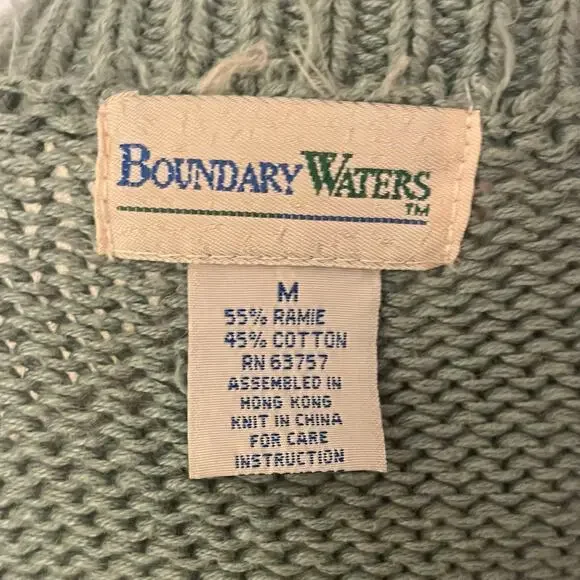 Vtg Ramie Cotton Blend Heavy Cable Knit Cardigan Sz M Preppy Classic Cottage 90s - Picture 5 of 6